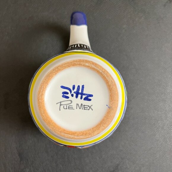 Pue Mex Painted Mexico Style Mug Blue Floral - Picture 6 of 6